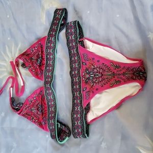 VICTORIA SECRET Pink Blue Paisley Bikini Set size M